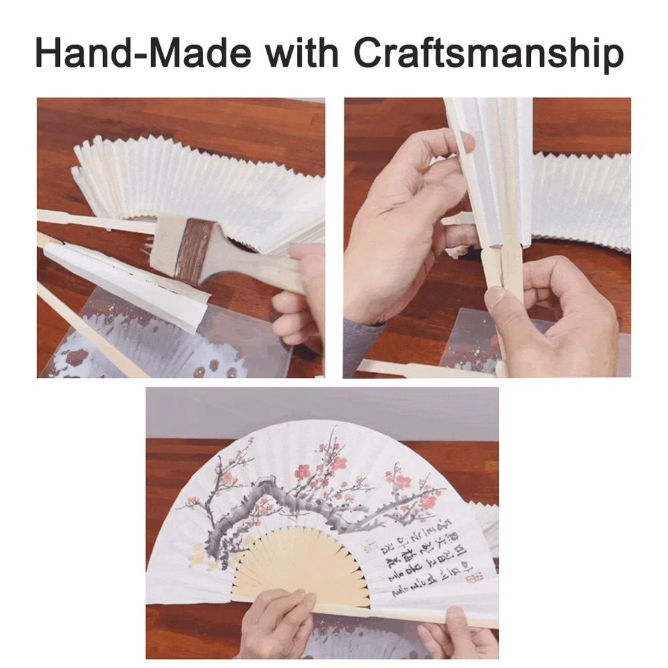 Ventilador de mano plegable de bambú tradicional Jeonju hecho a mano papel coreano de alta calidad Foto 2 de 4