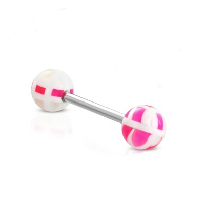 Edelstahl Piercing Hantel Zunge G-1.6mm Acryl Barbell Stainless steel y-inz674