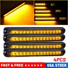 4x Led Trailer Truck 10 Amber Brake Flowing Turn Signal Stop Tail Drl Light Bar