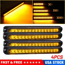 4X LED Trailer Truck 10" Amber Brake Flowing Turn Signal Stop Tail DRL Light Bar