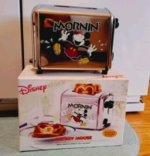 Vtg Disney Mickey Mouse Musical Toaster Mornin’ Silver Chrome VillaWare NEW