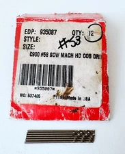 (6) VERMONT #58 Screw Machine Length Drill Bit 135° RH Cobalt 1-3/8 OAL RH .0420