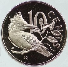 1973 British Virgin Islands Queen Elizabeth II BIRD Proof 10 Cents Coin i115813