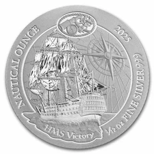 2025 Rwanda 1/12 oz Silver Nautical Ounce 260 Yrs HMS Victory BU