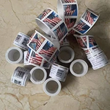 1st Class Flag 10 ROLLS Of 100 USPS Postage -1000 PCS-2024 Good For Mailing ||