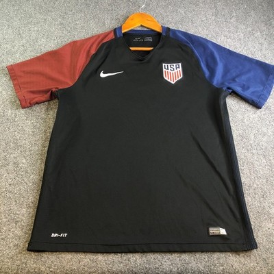 USA Soccer Nike 2016 Away Jersey Kit Shirt Large Mens Black Red Blue USMNT