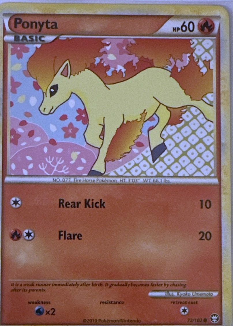 Ponyta 72/102 Common HGSS Triumphant Pokemon Lightly Played