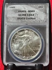 1989  American 1oz .999 Silver Eagle ASE Dollar ANACS MS 69               #T3192
