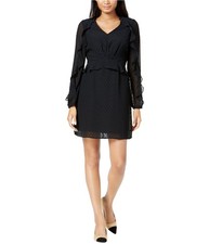 maison Jules Womens Textured Ruffled Fit Flare Dress