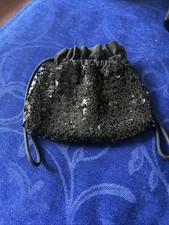 Vintage Black Sequin Pouch Bag