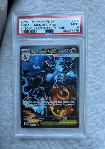 2025 POKEMON PFL EN MEGA CHARIZARD X EX SPECIAL ILLUSTRATION RARE PSA 9