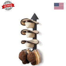 Cowboy Hat Rack for Wall Hat Organizer for 10 Baseball Caps and 3 Cowboy Hat ...