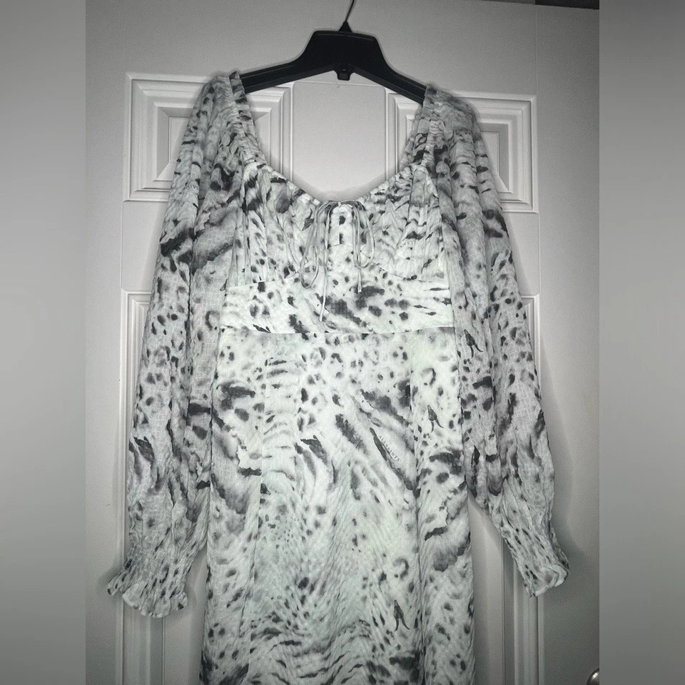 NUEVO ALL SAINTS NUEVO CON ETIQUETAS Vestido Bari Perpetua Manga Larga en Gris Suave Talla 8 para Mujer’s Foto 2 de 4