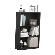 Jaya Book Shelf Bookshelf, Bookcase with Adjustable Shelves, 9.5 3-Tier Black