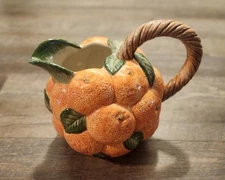 Fitz and Floyd Vintage Orange Ceramic Pitcher 1989