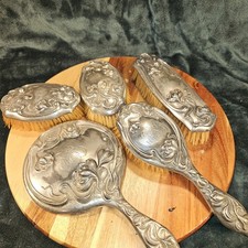 Mirror & Brush Set Art Nouve Victor Derby Silver Company Pat. June 14, 1904 