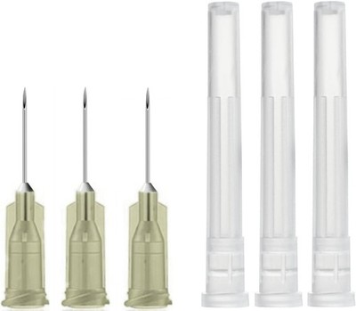 100 Pack 27Ga 1/2 Inch Sterile Disposable Injection Needle with Cap for 
