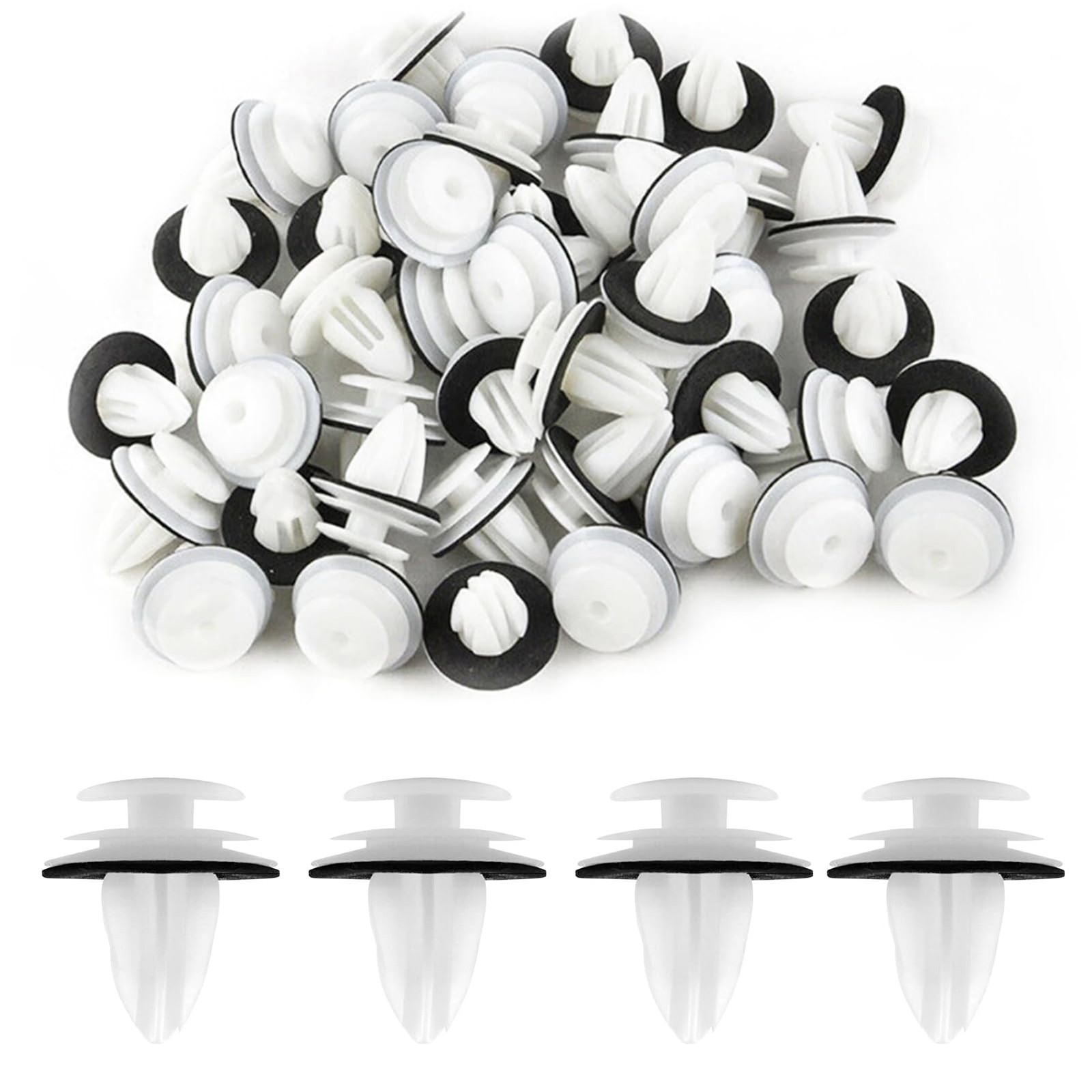 Car Trim Clips, 50Pack White Plastic Panel Clips, Automotive Door Panel Fixings,