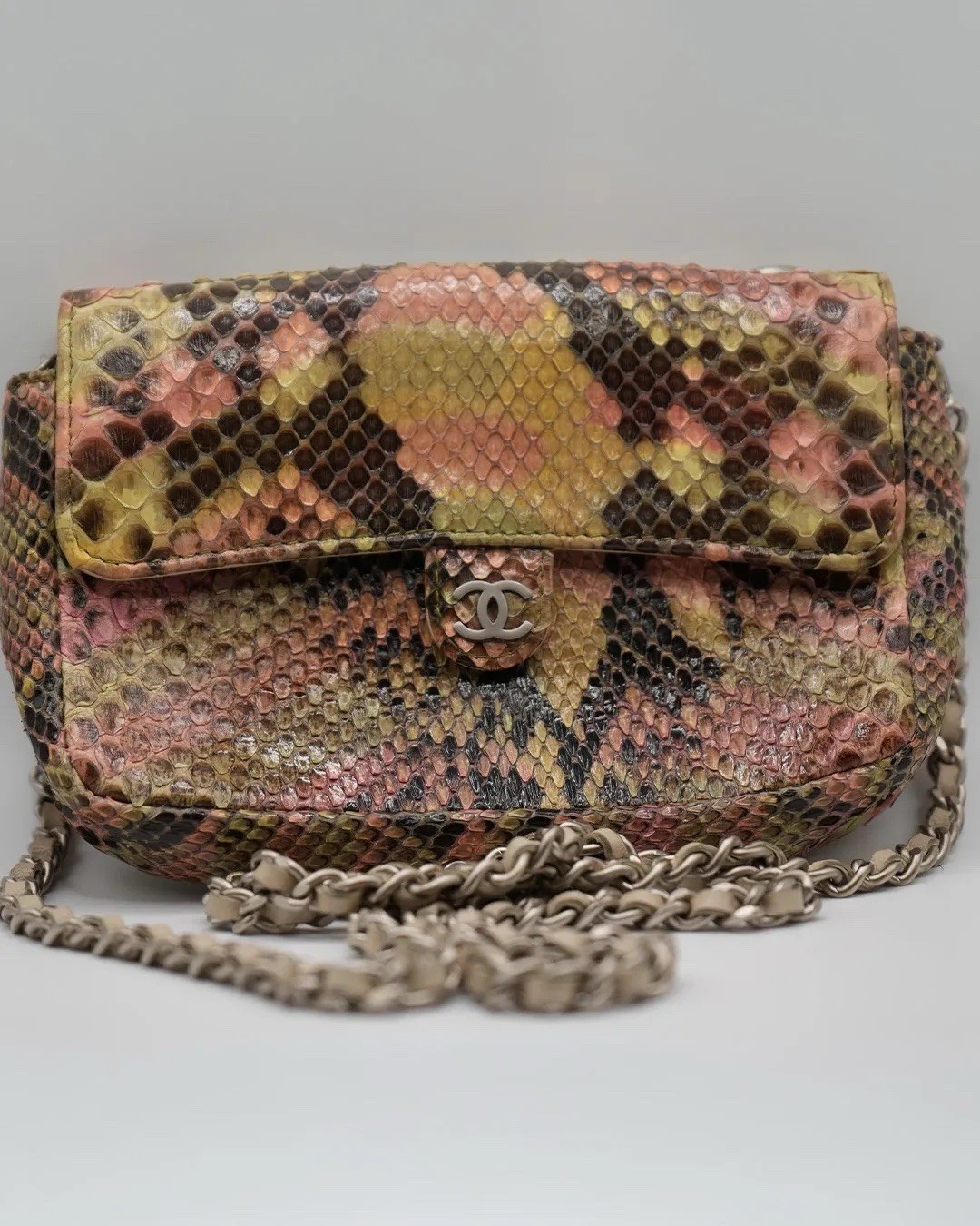 CHANEL MULTICOLOR PYTHON MINI FLAP BAG SILVER HAR… - image 2