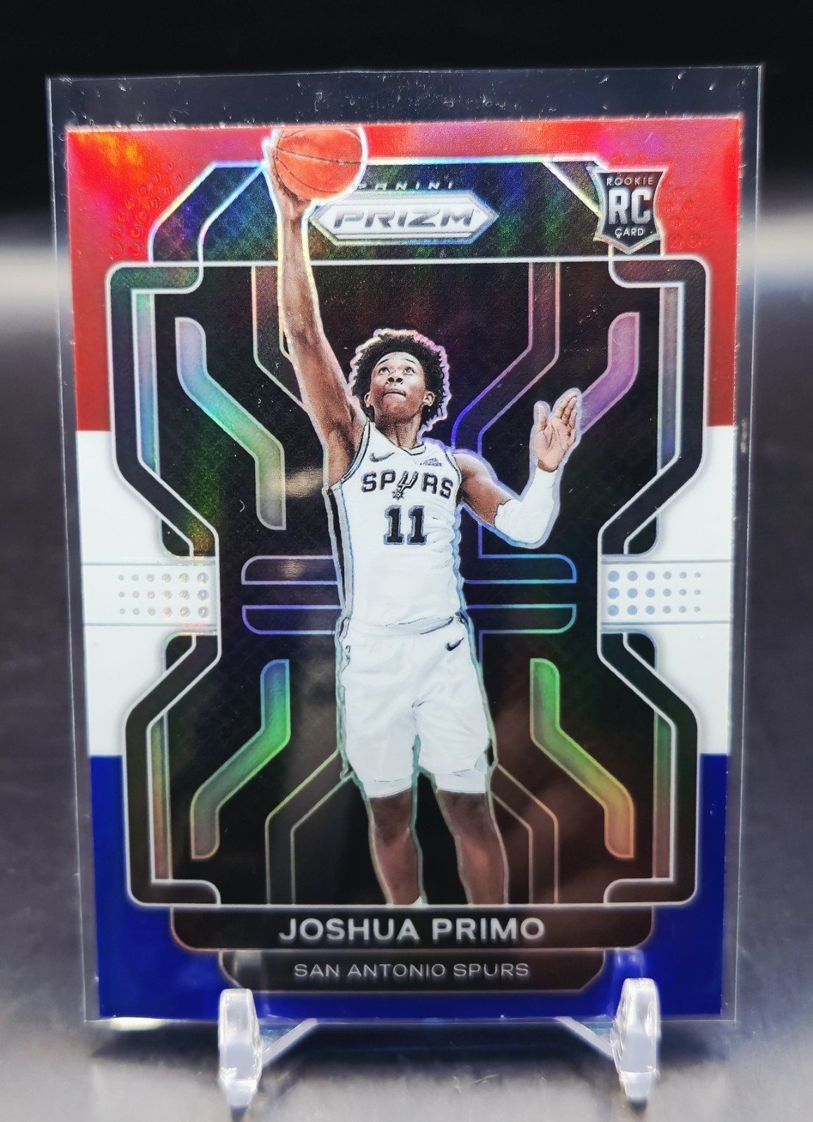 2021-22 Panini Prizm - Joshua Primo #298 Red White & Blue Prizm (RC) SPURS