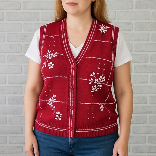 Gilet Sans Manches Izod - Motif Argyle Rose Et Vert - Taille M - Occasion Très Bon état