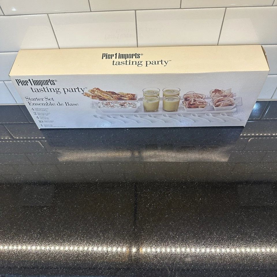 Pier 1 Imports Tasting Party Starter Set White Stoneware 21 Pieces NIB 430/4316 - Image 2 of 4