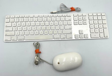 Apple Slim USB Wired Keyboard A1243 MB110LL/A Aluminum Mighty Mouse A1152 3ft 