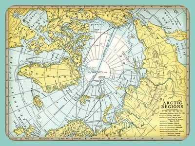 Vintage MAP of the ARCTIC REGIONS from 1938 - 8.5 x 11 inch Photo Print