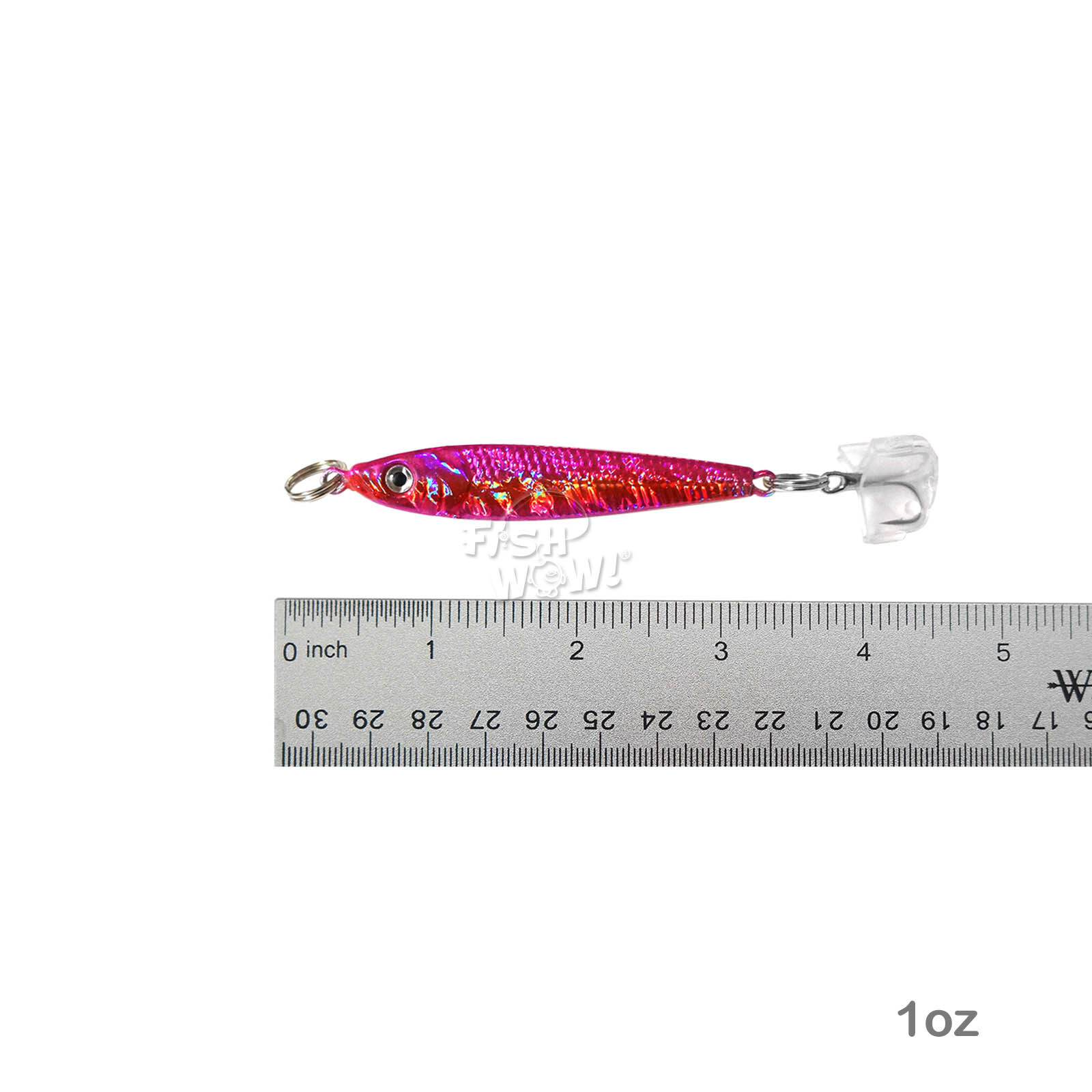 50pcs Pink Fish WOW!® 1oz Fishing Mega Metal Bait Jig luna Lure Treble Hook NEW - Image 2