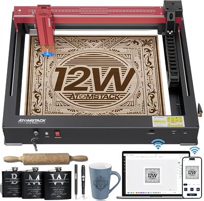 ATOMSTACK A12 Laser Engraver Cutter 12W Higher Accuracy Laser Engraving Machine