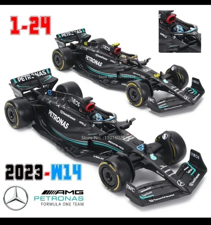 Bburago 2023 1:24 Mercedes-Amg Benz F1 W14 Car #63 Diecast Model
