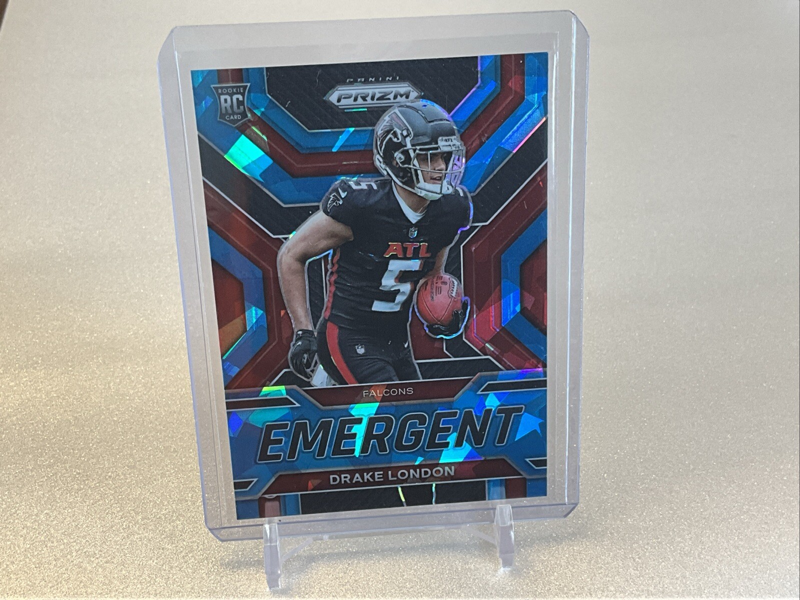 Drake London 💎 2022 Panini Prizm Emergent Blue Ice /99 Rookie RC Falcons