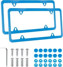 2PCS Stainless Steel License Plate Frames, 4 Holes Car Licence Plate Covers with