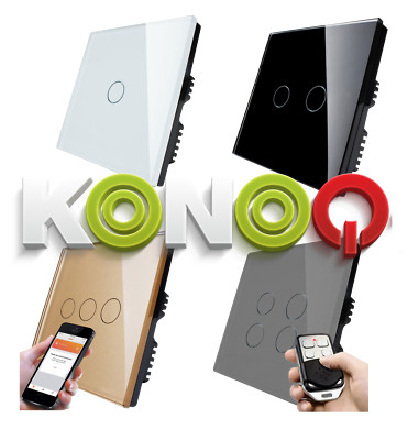 KONOQ Luxus Glas Panel Touch LED Licht Smart Switch: EIN/AUS, Dimmer, Fernbedienung, WIFI