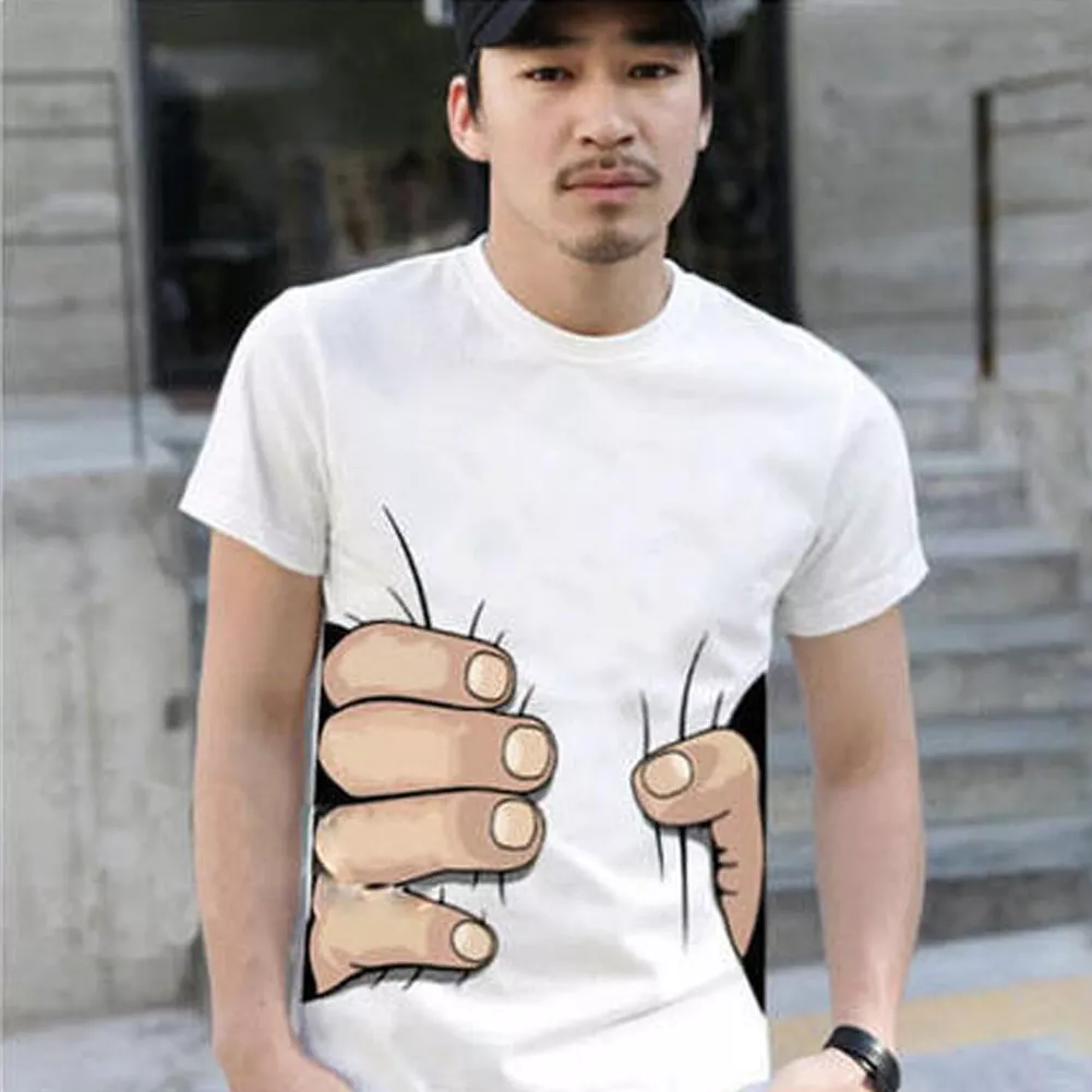 Fashion Men Big Hand Funny Tee 3D Printed T shirt Short Sleeve Casual Tops 5
