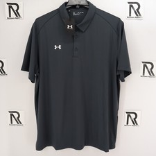 NWT Men Under Armour UA Performance Golf Polo Shirt Dark Gray Loose Fit Tennis
