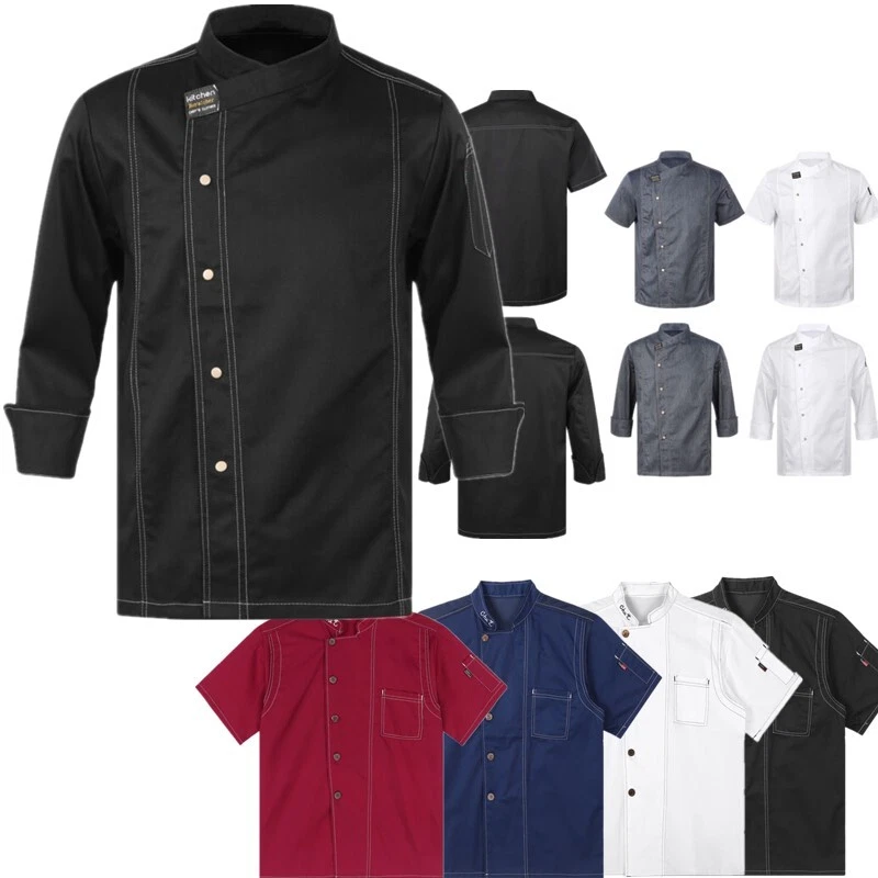 Mens Women Classic Chef Coat Cooking Restaurant Workwear Kitchen Baking Uniform - Image 2 of 3