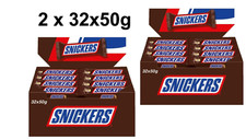 2 x Snickers Schokoriegel 32x 50g im praktischen Thekendisplay