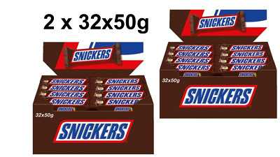 2 x Snickers Schokoriegel 32x 50g im praktischen Thekendisplay