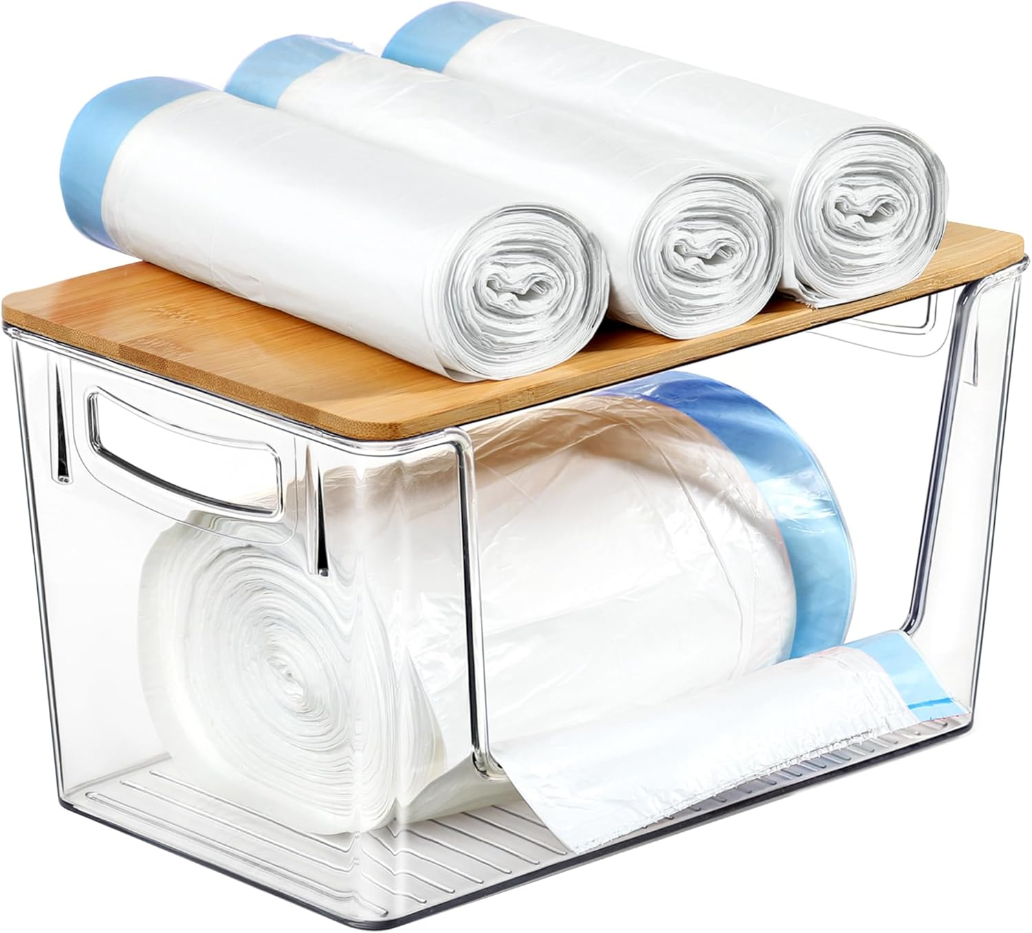 Extra Large Trash Bag Holder Acrylic Garbage Dispenser with Lid for Kitchen And
