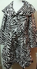 Jerry T Womens Zebra Print Jacket Small S Boutique Black And White Party Coat