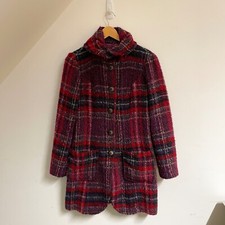 Vintage Vtg Wool Blend Gas Red Checked Winter Coat Size 40