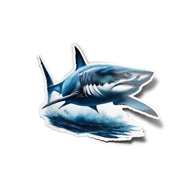 x5 pack STICKERS vinyl shark white watercolor animal ocean sea 8cm