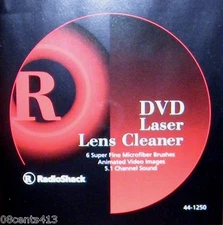 Radio Shack (44-1250) DVD Laser Lens Cleaner w/ 6 Super Fine Microfiber Brushes 