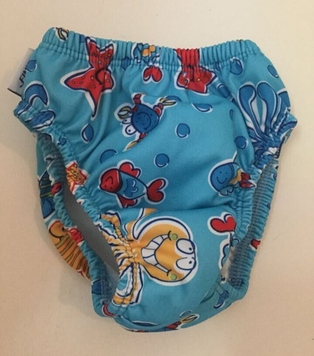 Finis Baby Swim Diaper Size Large 12-18M Blue Fish Ocean Theme Washable