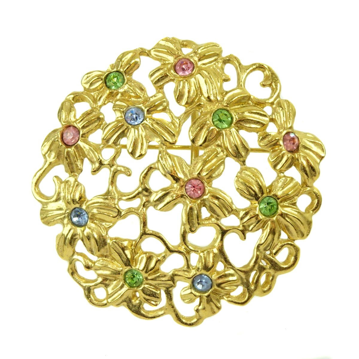 Yves Saint Laurent YSL Gold-tone Rhinestones Pin Brooch Necklace  