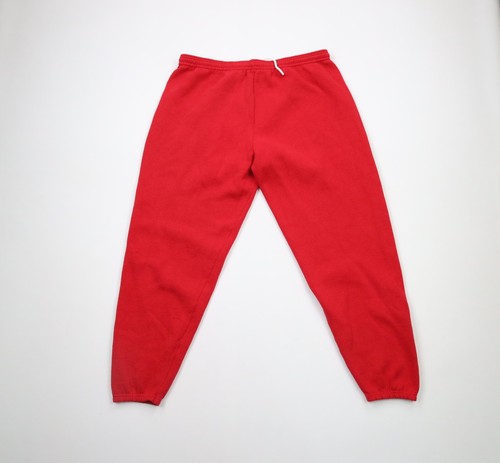 Vintage 90s Streetwear Damen XL Faded Blank Cuffed Sweatpants Jogginghose Rot USA