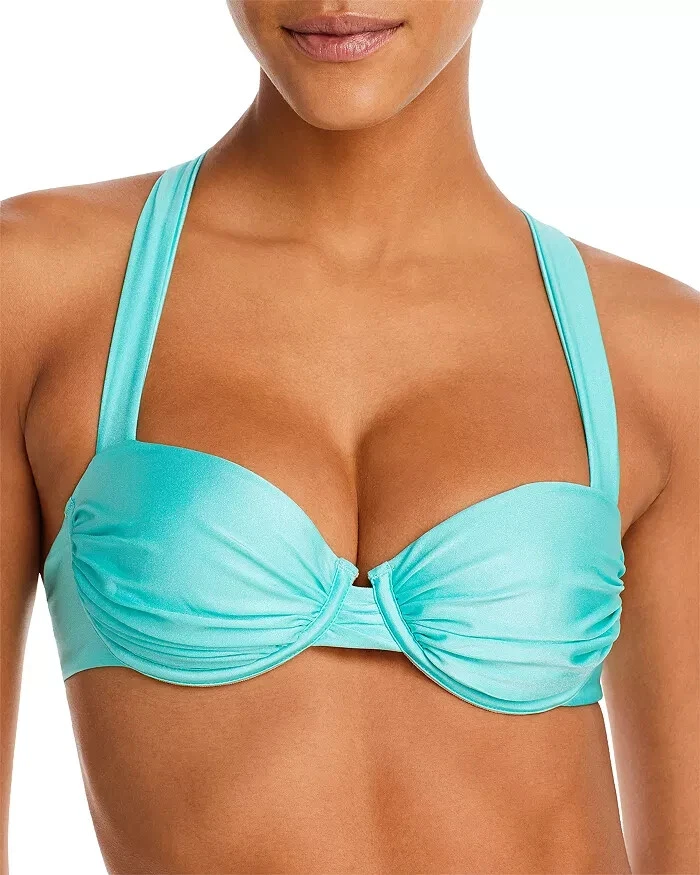 Top de bikini con aros acanalados Aqua Swim L67930 para mujer talla XS Foto 3 de 4