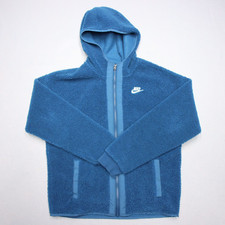 Nike Sweatshirt Boys XL Blue Hooded Full Zip Sherpa Sportswear Fleece Big Kid
