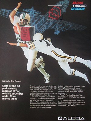 11/1982 PUB ALCA SCHMIEDEN ALUMINIUM STAHL LEGIERUNG FOOTBALL AMERICAN ORIGINAL ANZEIGE